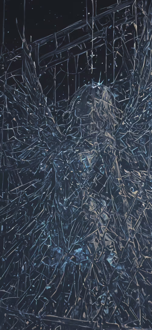 Une figure céleste et angélique, dotée de grandes ailes, se dresse sur un fond sombre... Huawei Mate Xs