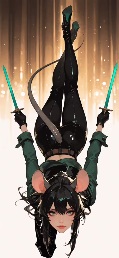 Une jeune femme, personnage d’anime, aux cheveux noirs, aux yeux verts, aux grandes... Apple iPhone 14 Pro Max