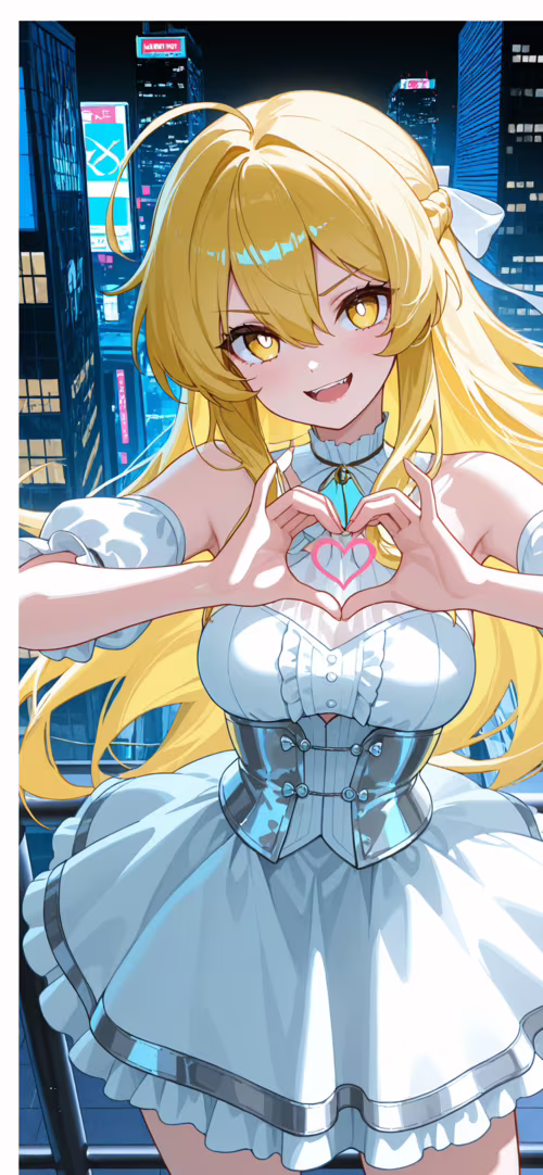 Le personnage d’anime Shokuhou Misaki, avec ses longs cheveux blonds et sa robe blanche,...