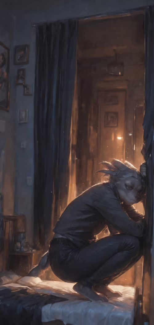 Une illustration représentant une renarde anthropomorphe de la tête aux pieds, avec... Nokia 7 dot 1