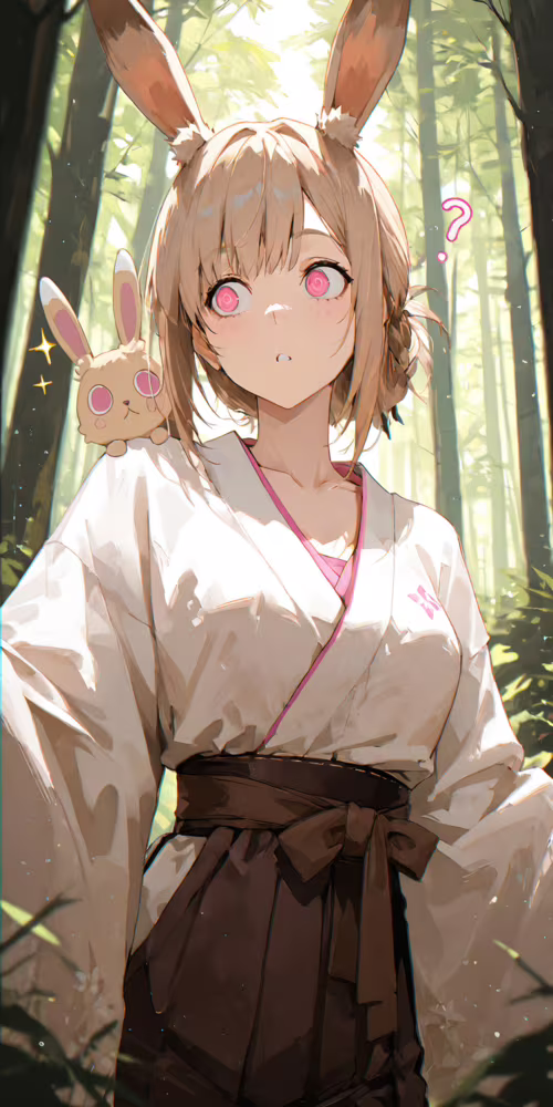 Une jeune fille d’anime aux cheveux châtain clair et aux oreilles de lapin blanches,... Xiaomi Mi A2