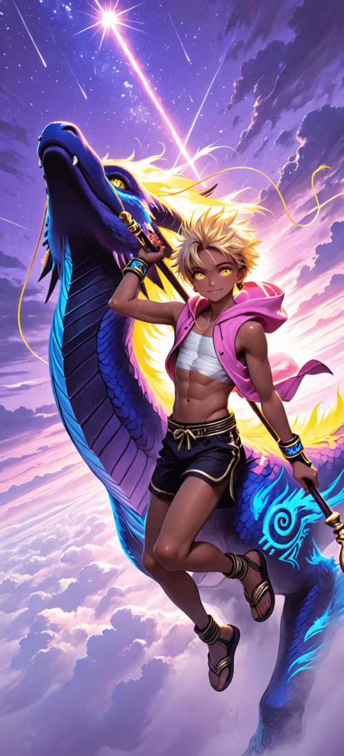 Un jeune homme aux cheveux blonds, vêtu d’un sweat à capuche rose, tient un bâton... Vivo X60