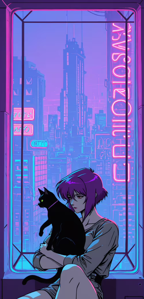 Une illustration de Motoko Kusanagi, personnage de Ghost in the Shell, dans un style...