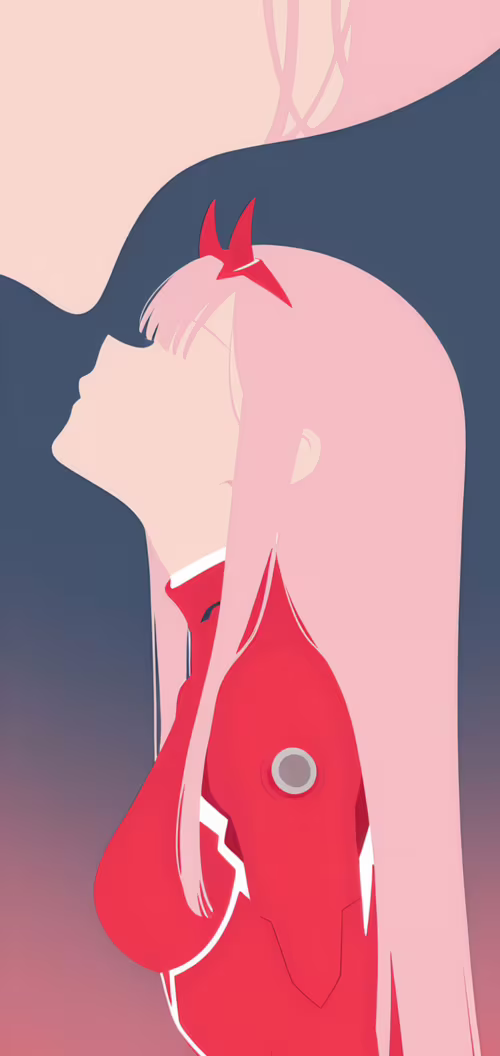 Une illustration minimaliste en silhouette du personnage d’anime Zero Two. Elle a... Alcatel 1SE
