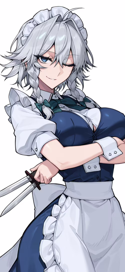 Sakuya Izayoi, personnage du jeu Touhou Project, est une servante aux cheveux argentés... Apple iPhone 14 Pro