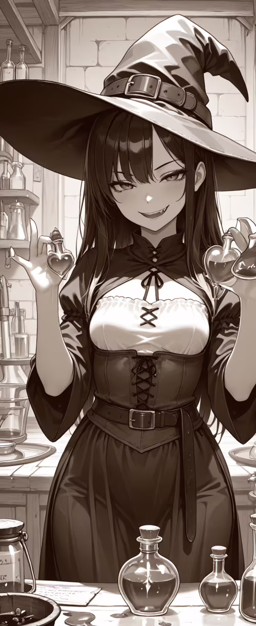 Une illustration aux tons sépia représentant une sorcière de style manga, aux longs... Tecno Phantom V Flip2