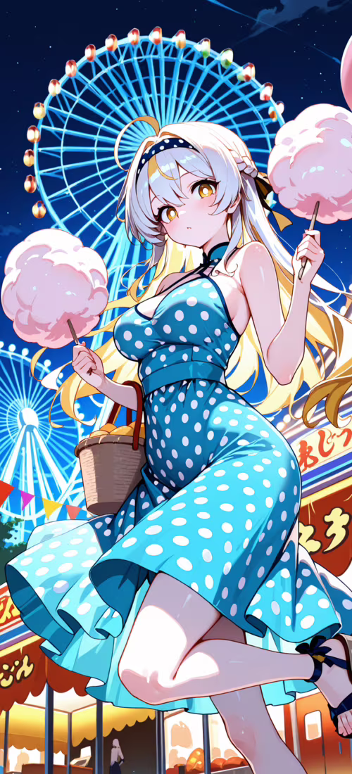 Une jeune fille de dessin animé, aux longs cheveux blonds, porte une robe jaune à... Huawei Nova 8i