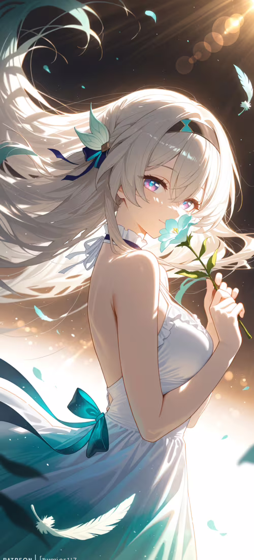 Une illustration de Firefly, personnage du jeu Honkai: Star Rail, réalisée dans un...