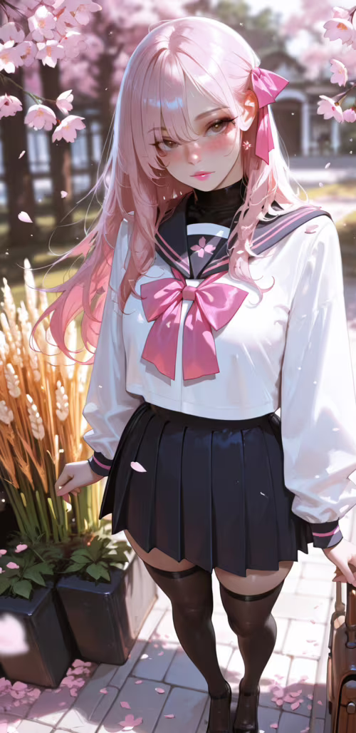 Une illustration de style manga représentant une jeune fille aux longs cheveux roses,... Samsung Galaxy A6