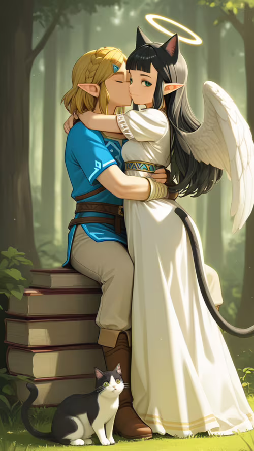 Une illustration de la princesse Zelda dans un style manga, avec des ailes d’ange... LG L80 plus