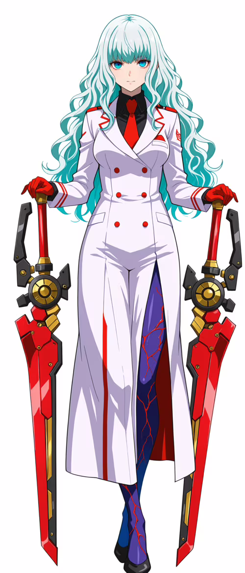 Une illustration complète d’une jeune fille de style manga, aux longs cheveux bleu... Sony Xperia 10 II