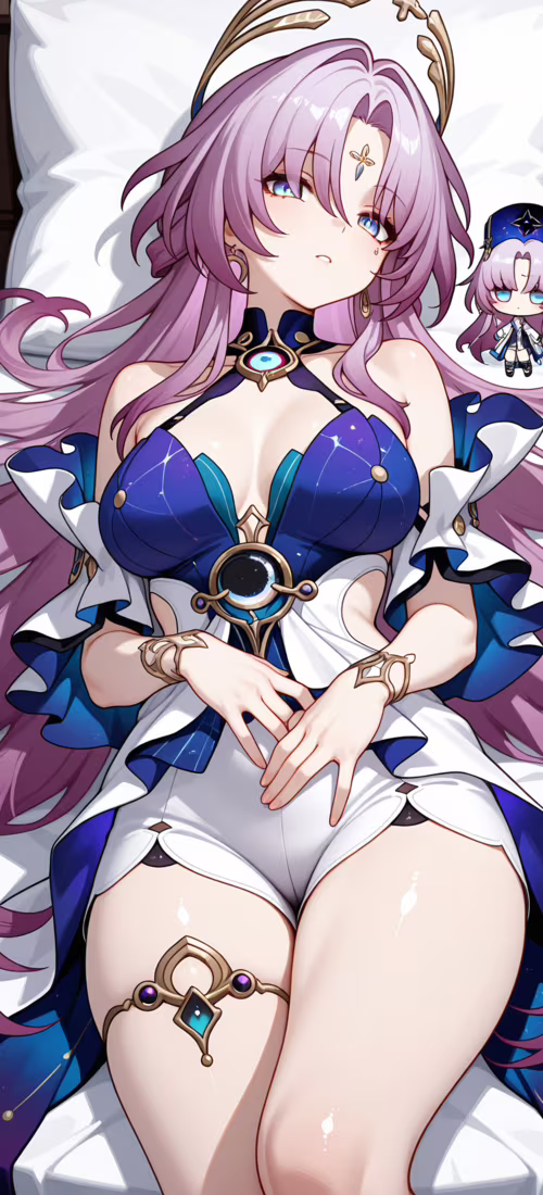 Un adorable dessin de Fu Xuan dans le style chibi, tiré du jeu Honkai : Star Rail.... Vivo X60