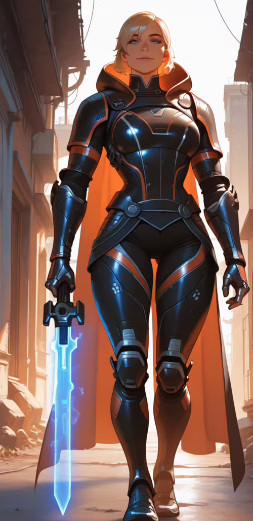 Une peinture numérique représentant une femme blonde, le commandant Shepard, portant... Samsung Galaxy A6