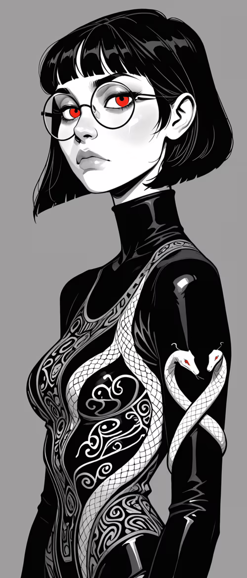 Il s’agit d’un portrait artistique représentant une femme aux cheveux noirs coupés... Sony Xperia 10 II