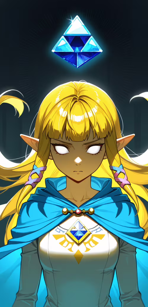 Une illustration de la princesse Zelda dans un style d’animation japonaise, avec... Nokia 8 dot 1