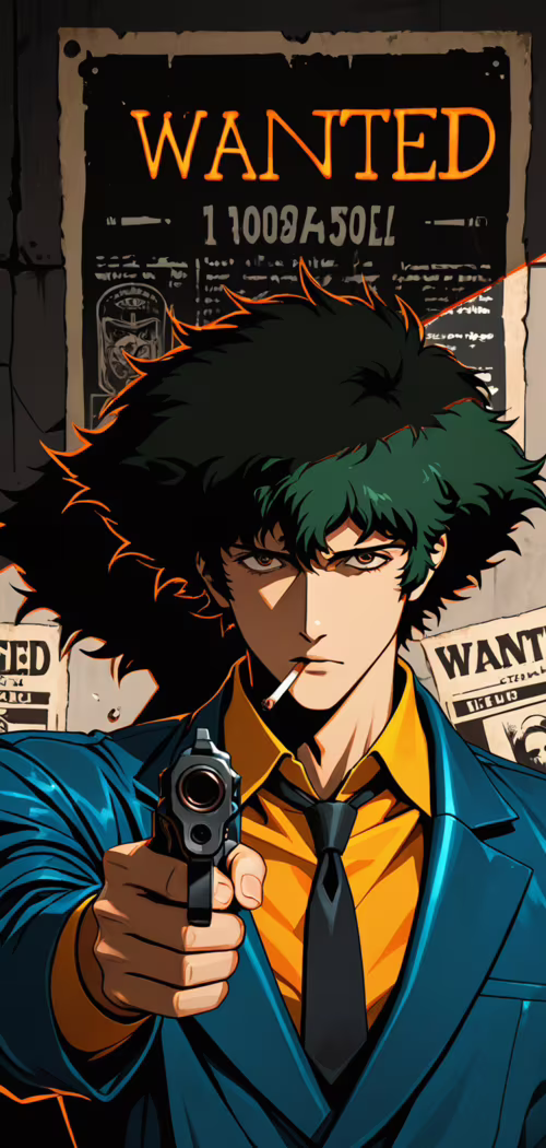 Illustration de Spike Spiegel, dans le style des dessins animés japonais, tirée de... LG W10