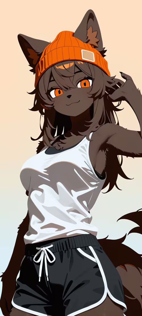 Une illustration de style manga représentant une louve anthropomorphe, avec de longs... Honor X9 5G