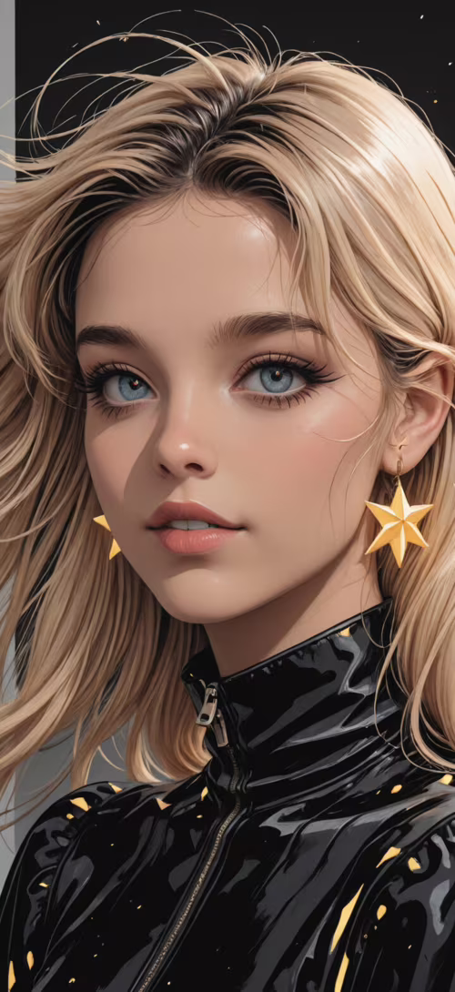 Une illustration numérique représentant une jeune femme aux cheveux blonds et roses,... Cubot Max 2