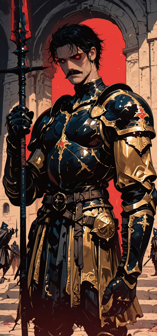 Un guerrier musclé aux cheveux noirs, doté d’une moustache et d’yeux rouges flamboyants,... Vivo Y91C