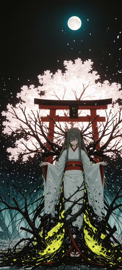 Une illustration de style manga représentant une jeune femme aux cheveux noirs, vêtue...