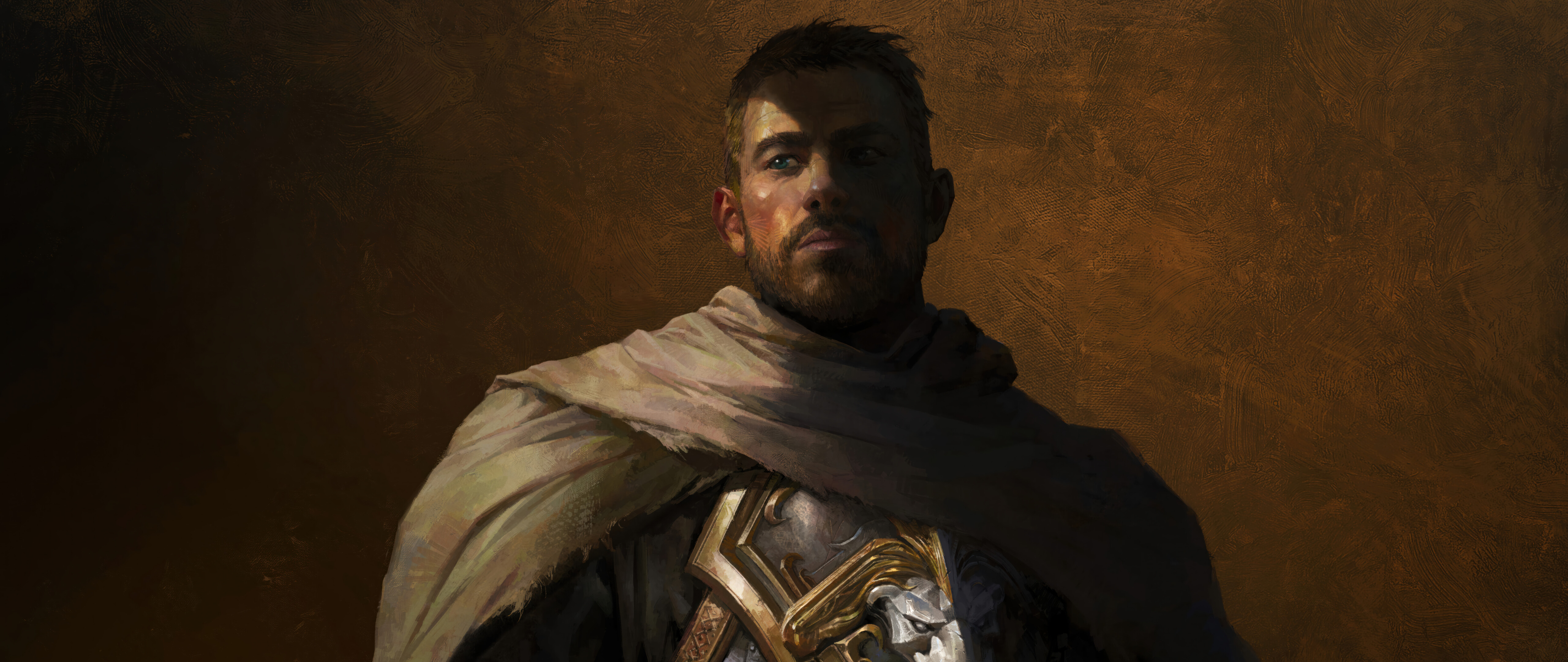 Anduin Wrynn, tiré du jeu World of Warcraft : The War Within, portant une armure majestueuse.