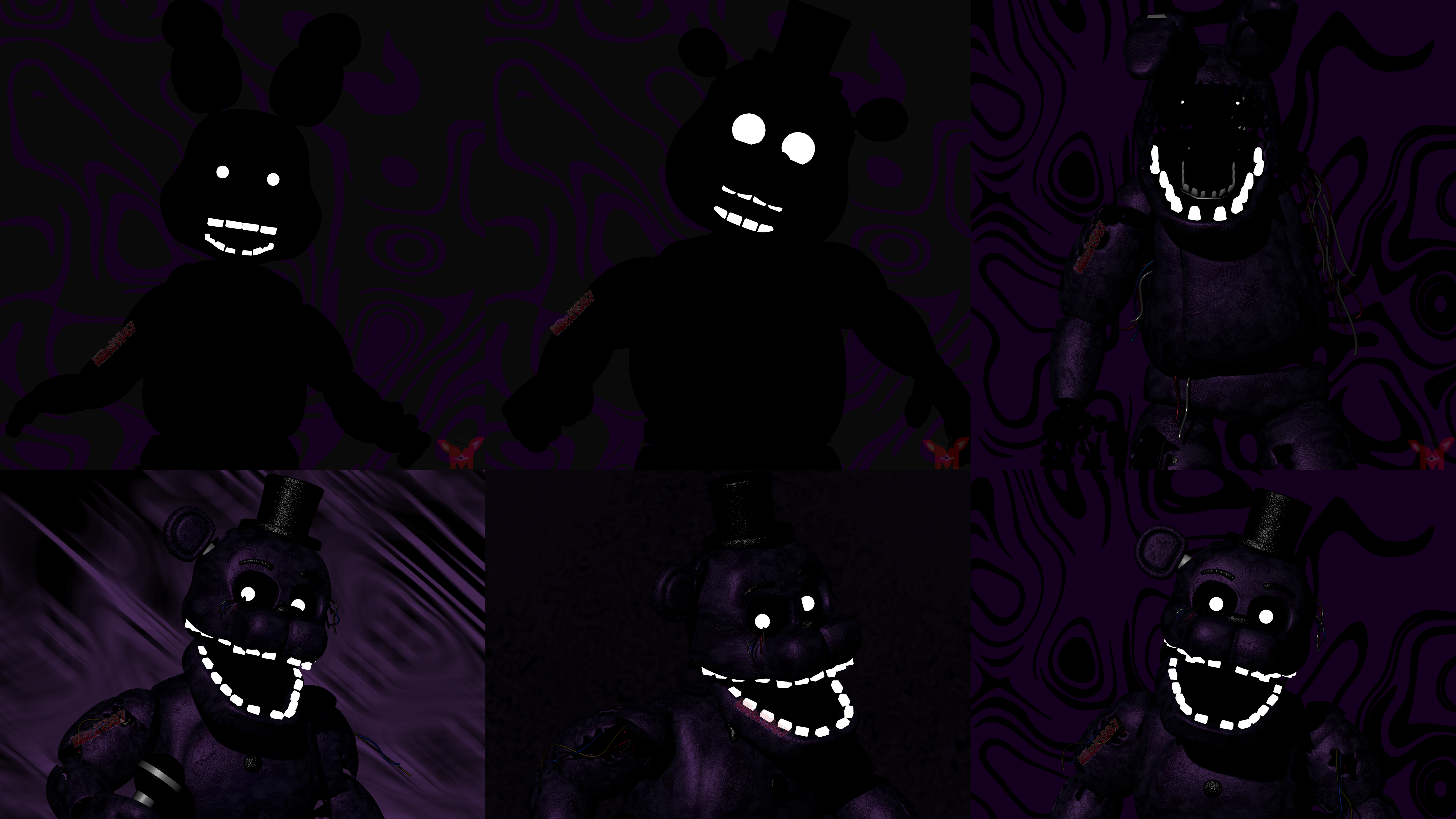 Shadow Freddy et Shadow Bonnie, personnages de la série de jeux vidéo Five Nights at Freddy's.