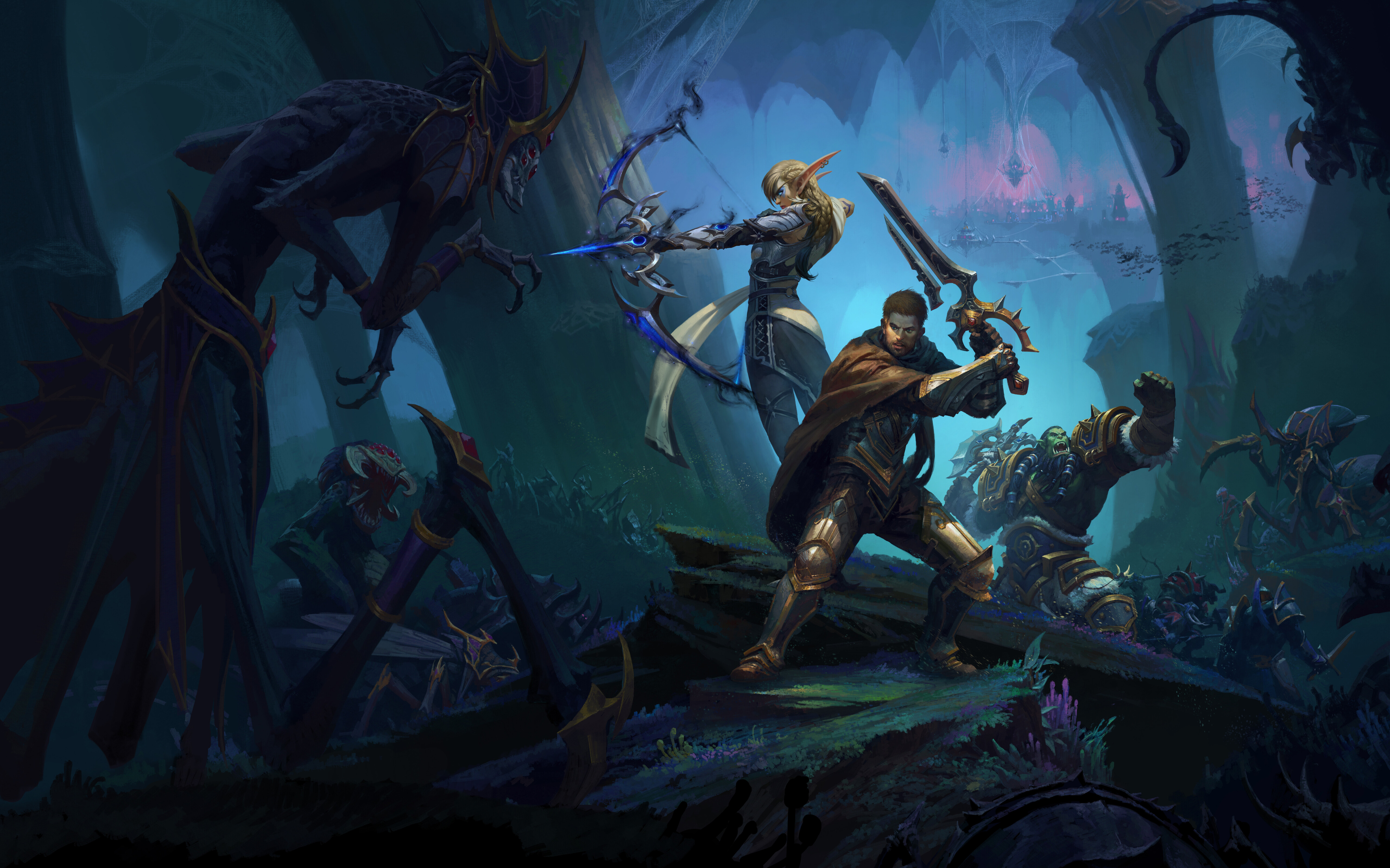 Alleria Coursevent, Anduin Wrynn et Thrall, issus du jeu vidéo World of Warcraft : The War Within.