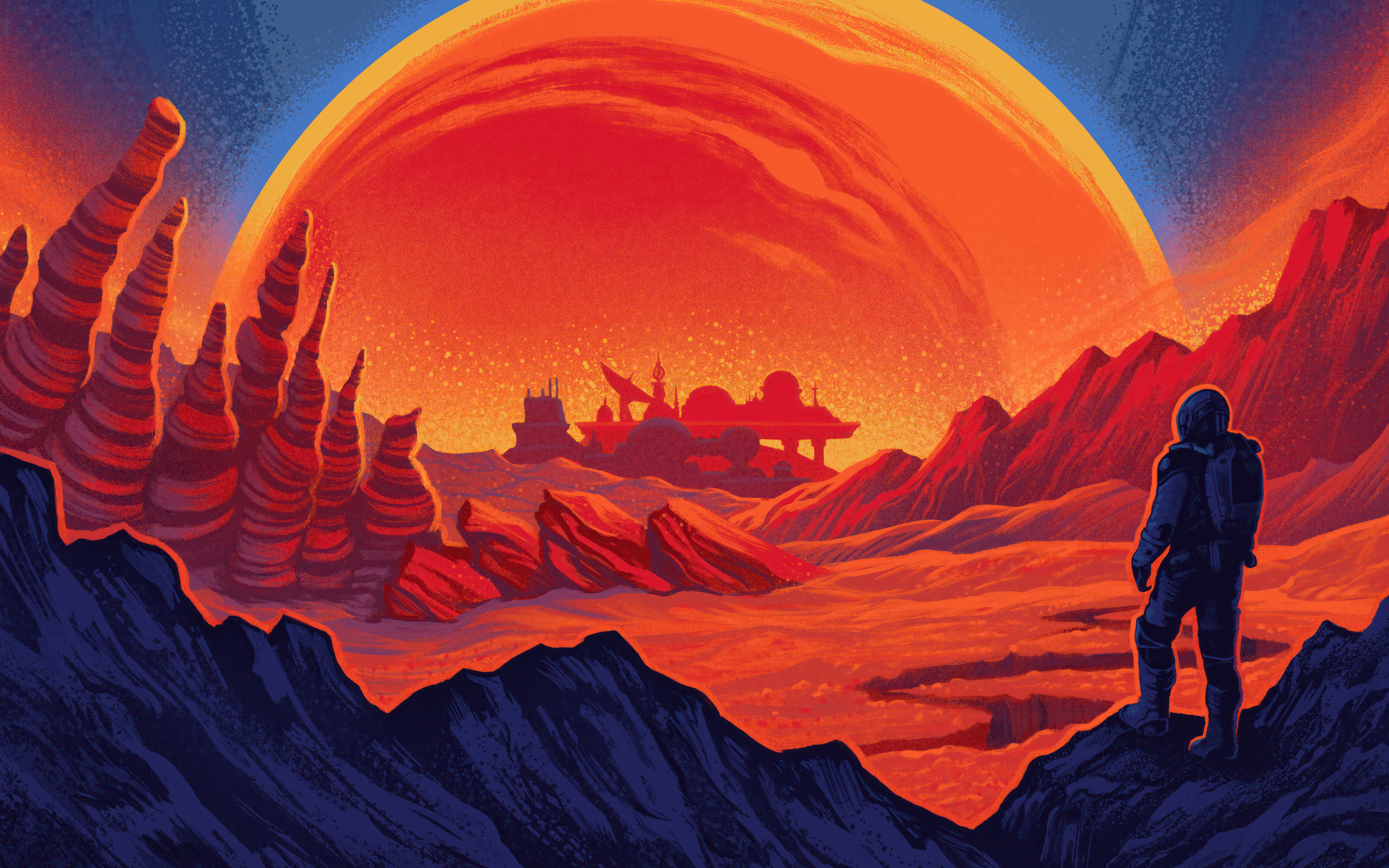 Un plan rapproché, digne d’un film, d’un astronaute portant une combinaison spatiale détaillée, entouré d’étoiles et de poussière cosmique, dans le style du jeu Starfield.