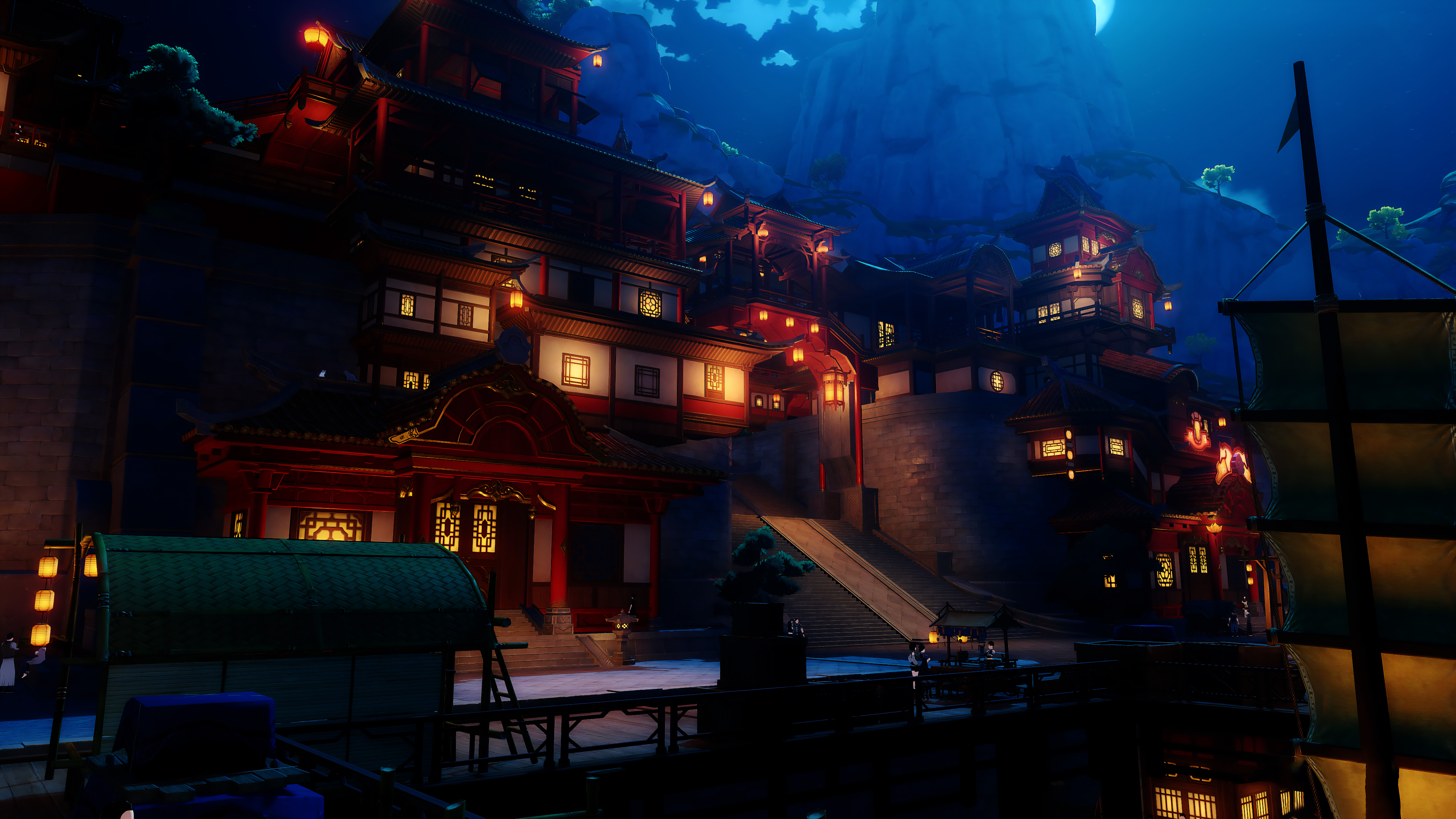 Un personnage magnifiquement réalisé dans le style artistique de Genshin Impact, mettant en valeur des vêtements complexes et des effets élémentaires.