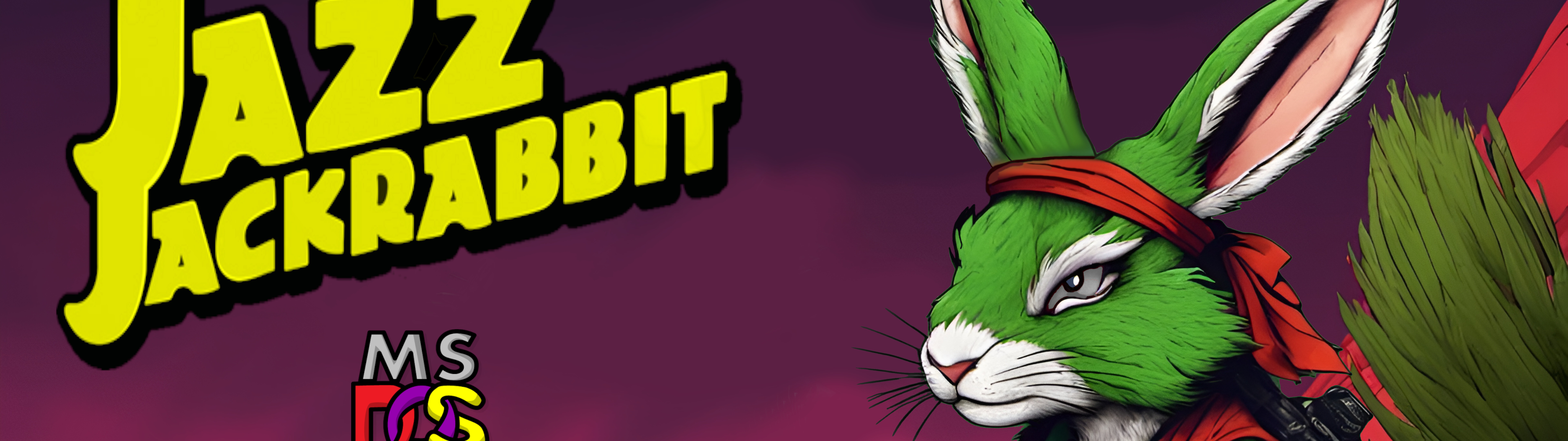 Illustration au style rétro du personnage Jazz Jackrabbit, tiré du jeu vidéo classique du même nom.
