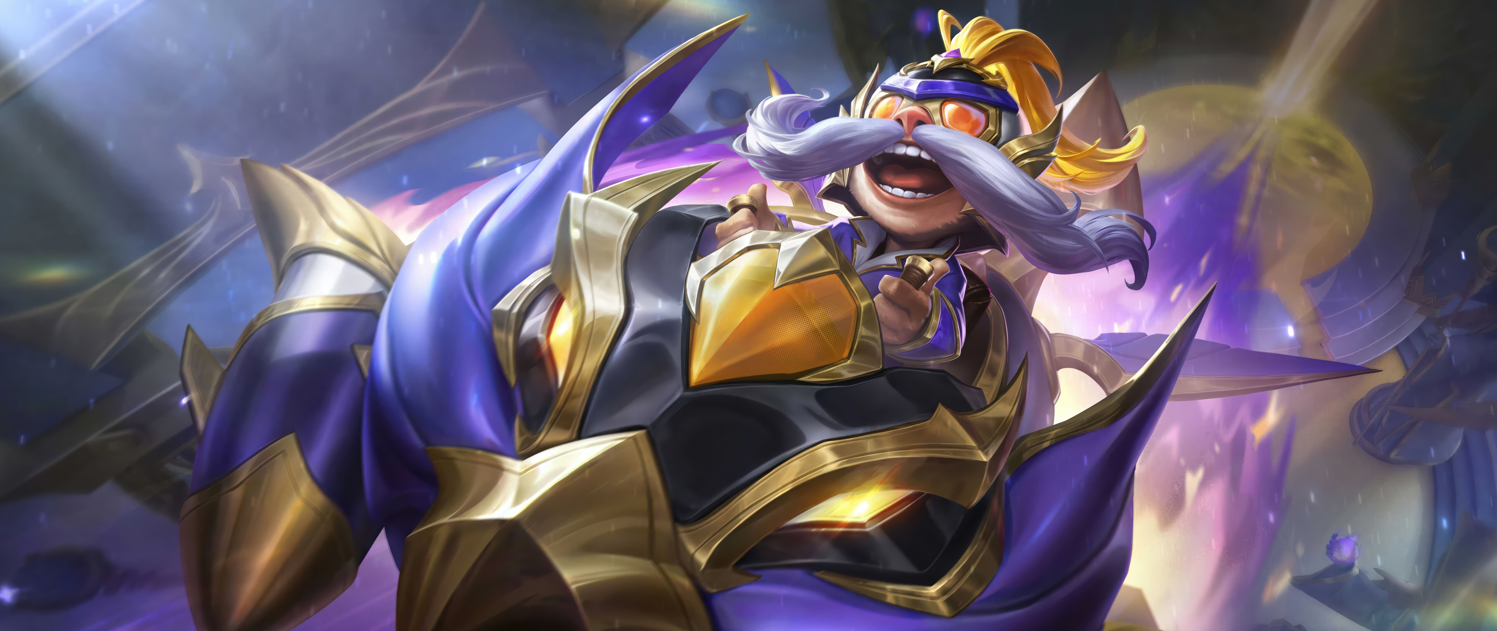 Corki, le pilote Yordle de League of Legends, dans un portrait détaillé du personnage.