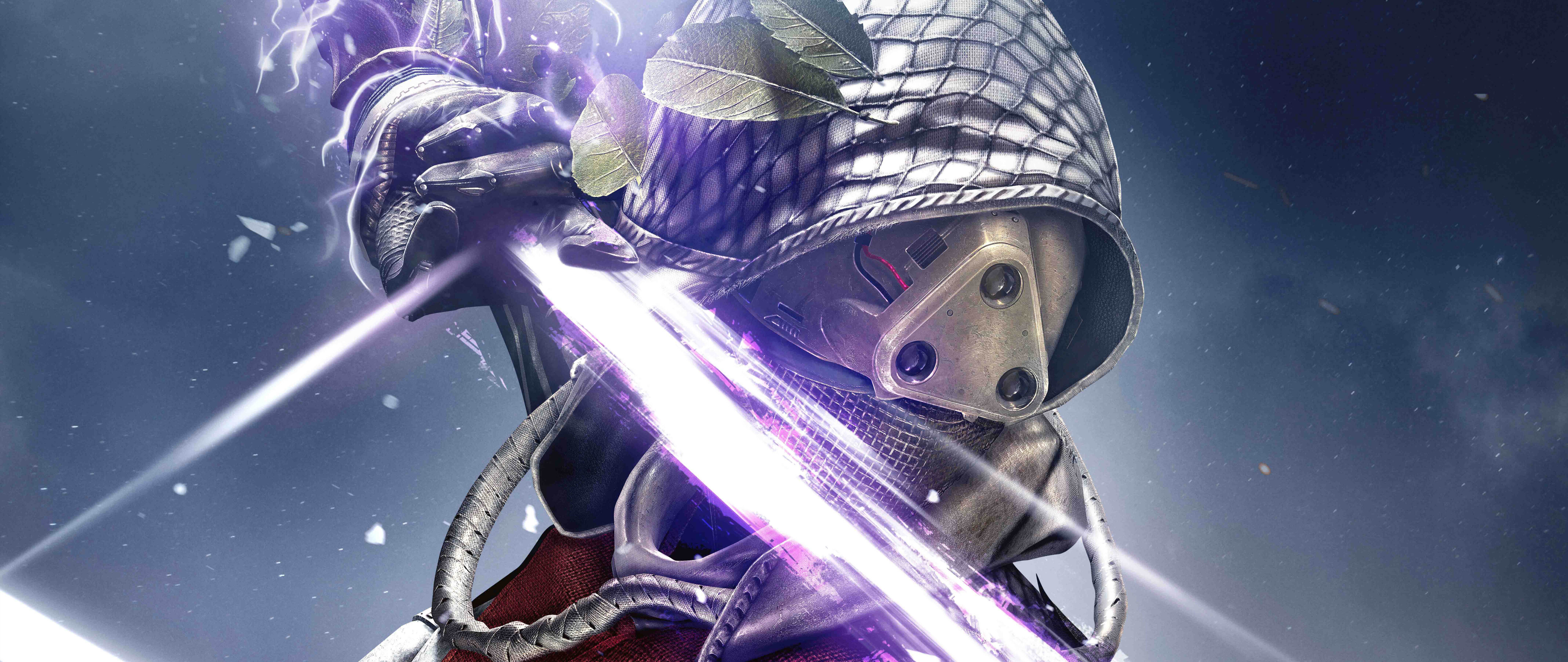 Un Gardien détaillé, issu de l’univers de science-fiction du jeu Destiny, portant une armure lumineuse et un casque, sur fond d’étoiles et de nébuleuses.