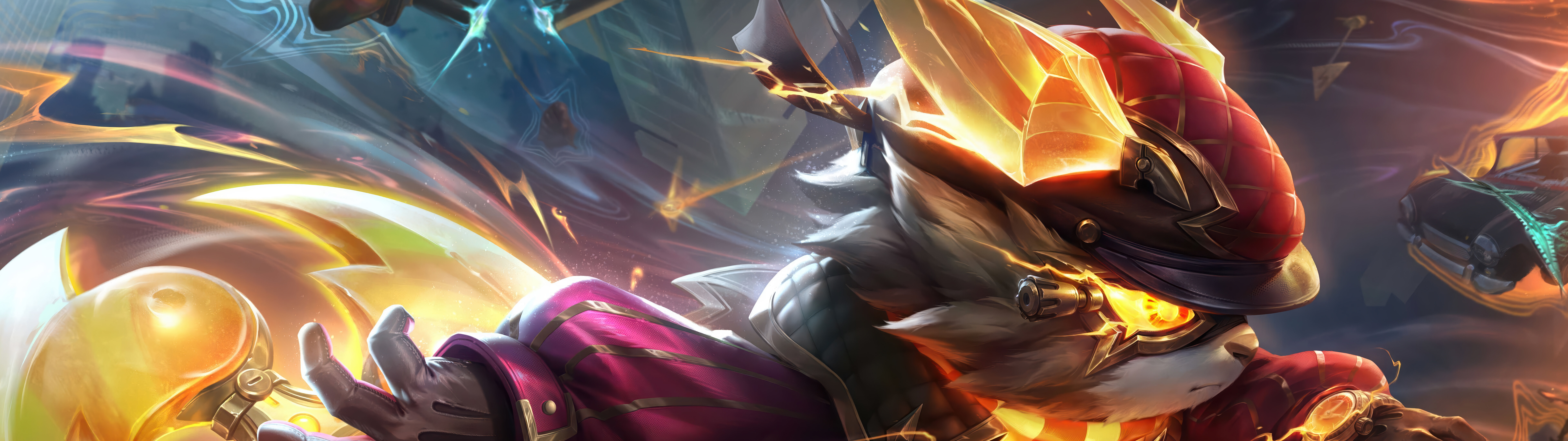 Une illustration dynamique de Kennen, personnage du jeu League of Legends, mettant en scène des étincelles et des décharges d’énergie.