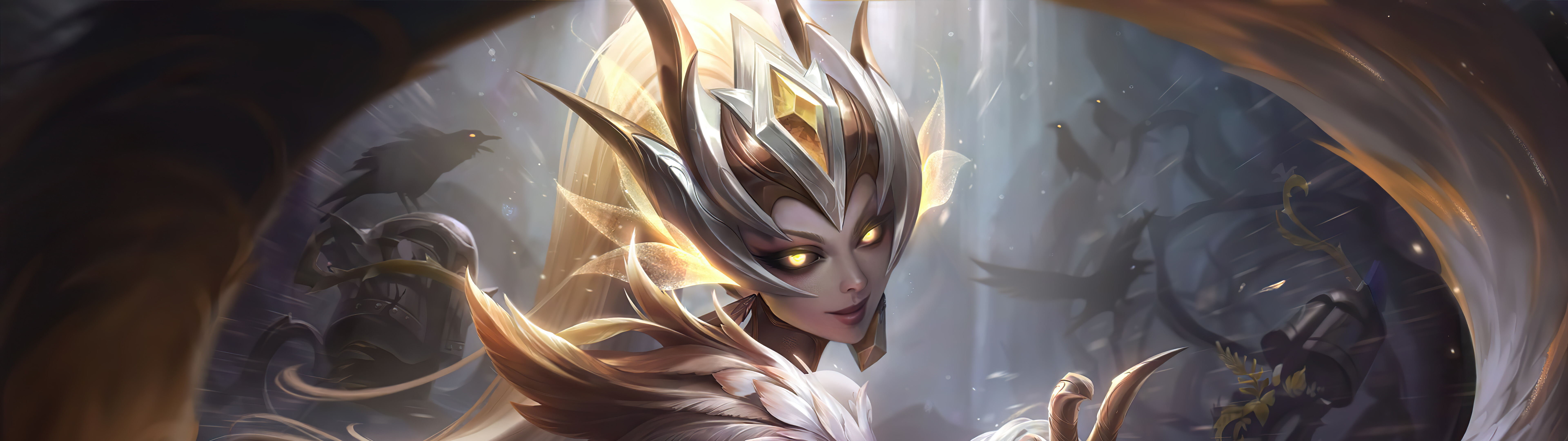 Illustration détaillée de Zyra, personnage du jeu League of Legends, entourée de lianes épineuses et d’une végétation luxuriante, le tout imprégné de magie.