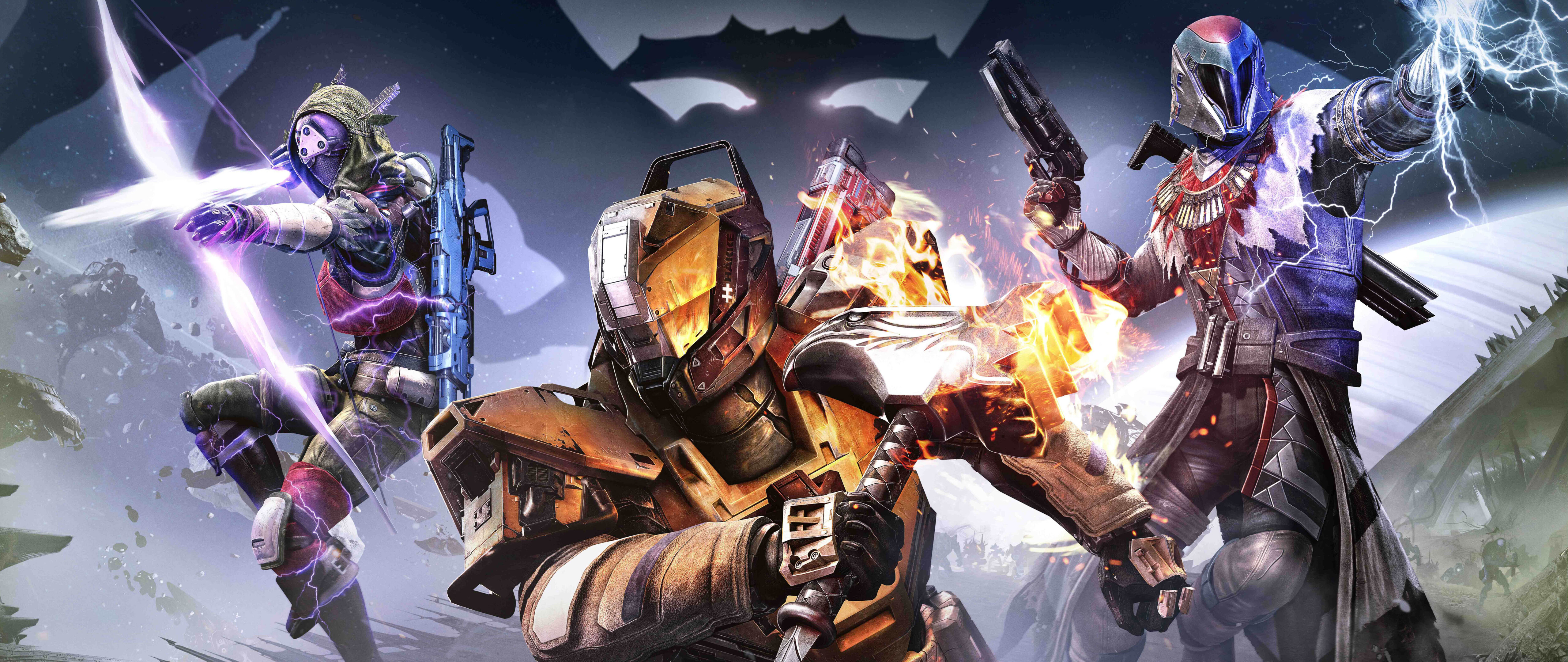 Un Gardien héroïque du jeu vidéo Destiny : The Taken King, affrontant les ténèbres.