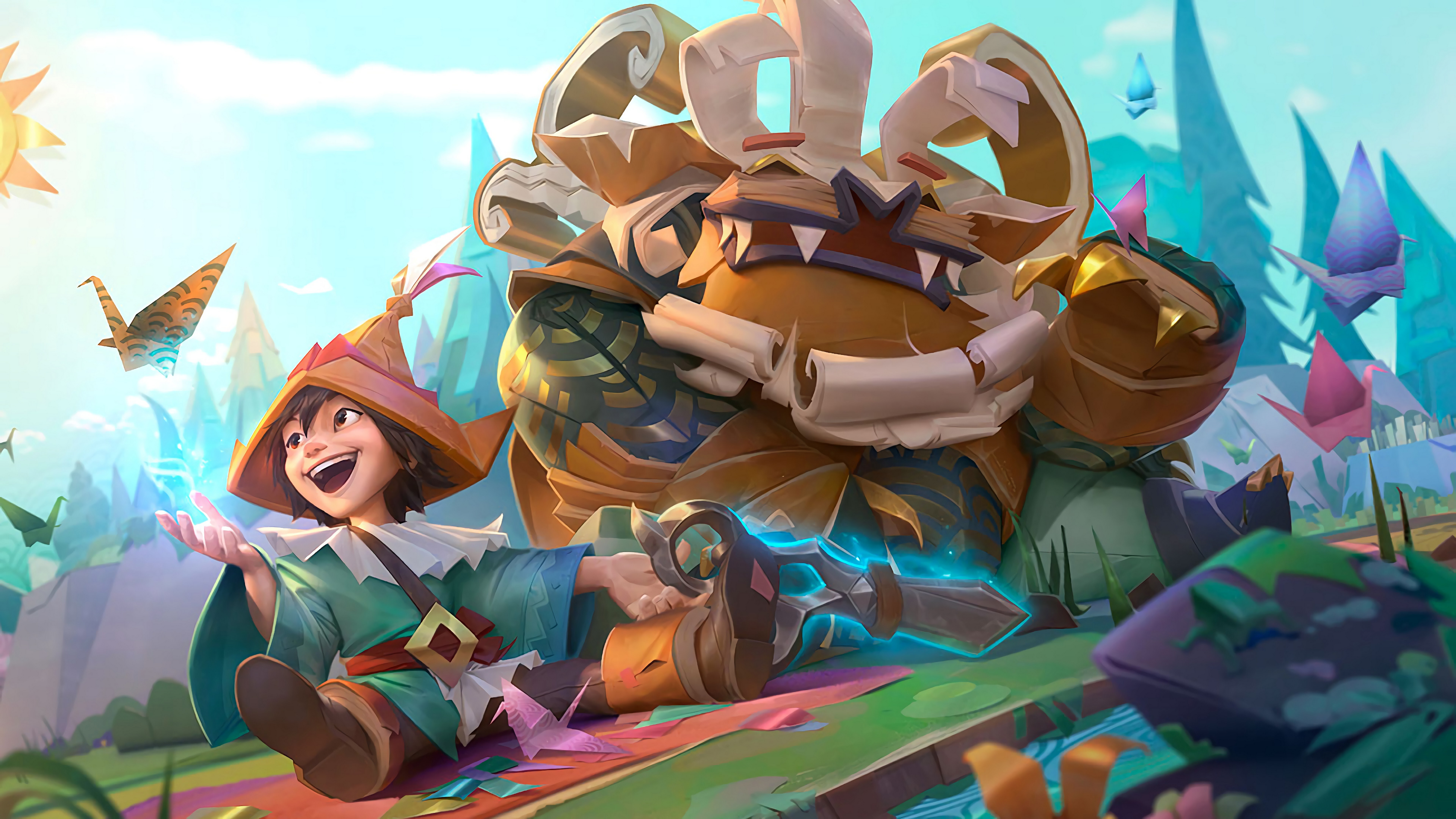 Nunu et Willump, le yéti de League of Legends, dans un environnement enneigé.