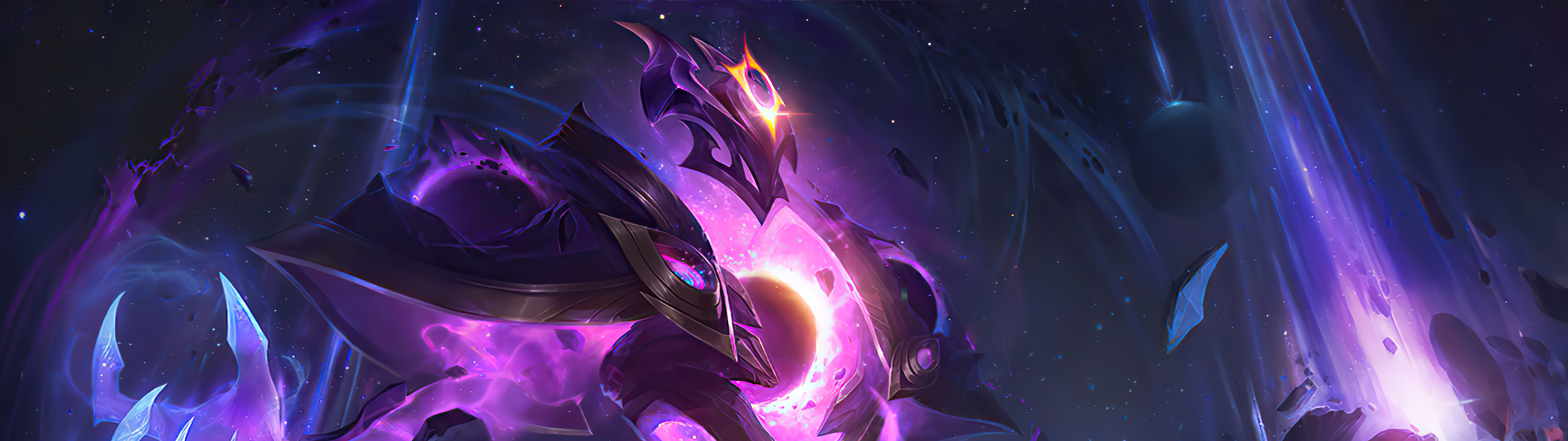 Xerath, personnage du jeu League of Legends, est entouré d’une énergie magique bleue et lumineuse.